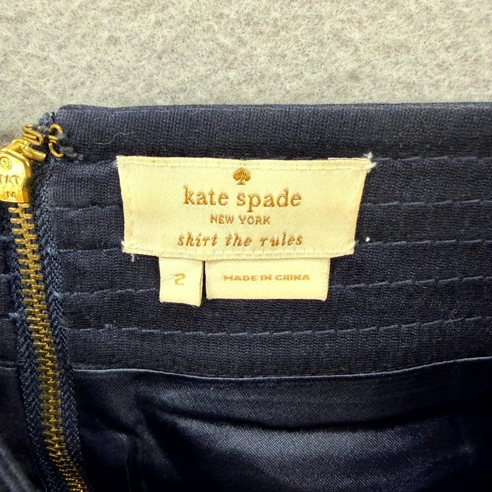 Kate Spade New York A-Line Skirt Womens 2 Navy Lined Silk‎ Blend Career Office